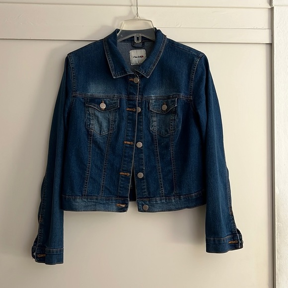 miss selfie Jackets & Blazers - Miss Selfie Waist Button Front Denim Jean Jacket Size: Large (L)
